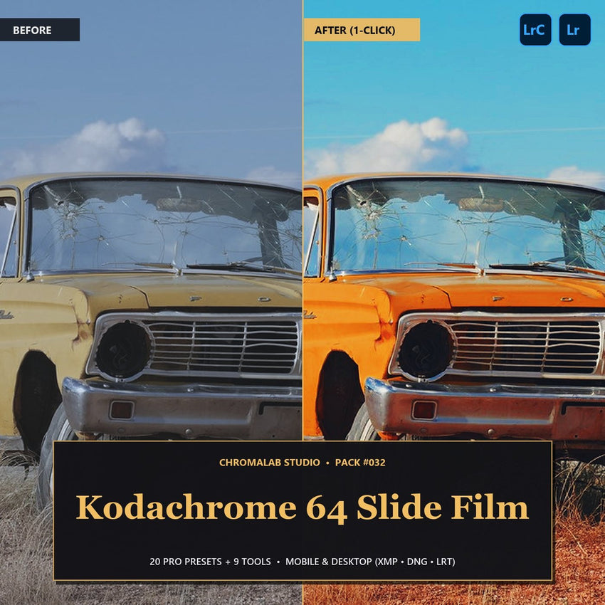 Kodachrome 64 Slide Film — 20 Lightroom Presets (Mobile & Desktop)