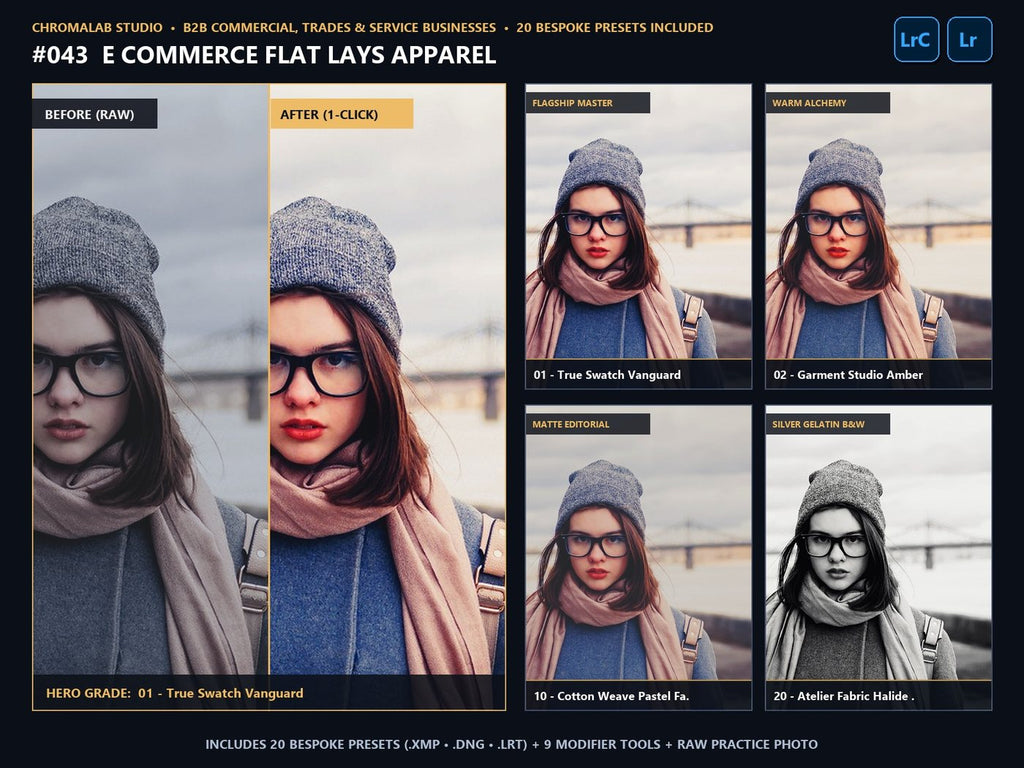 E Commerce Flat Lays Apparel - 20-Preset Lookbook & Before/After