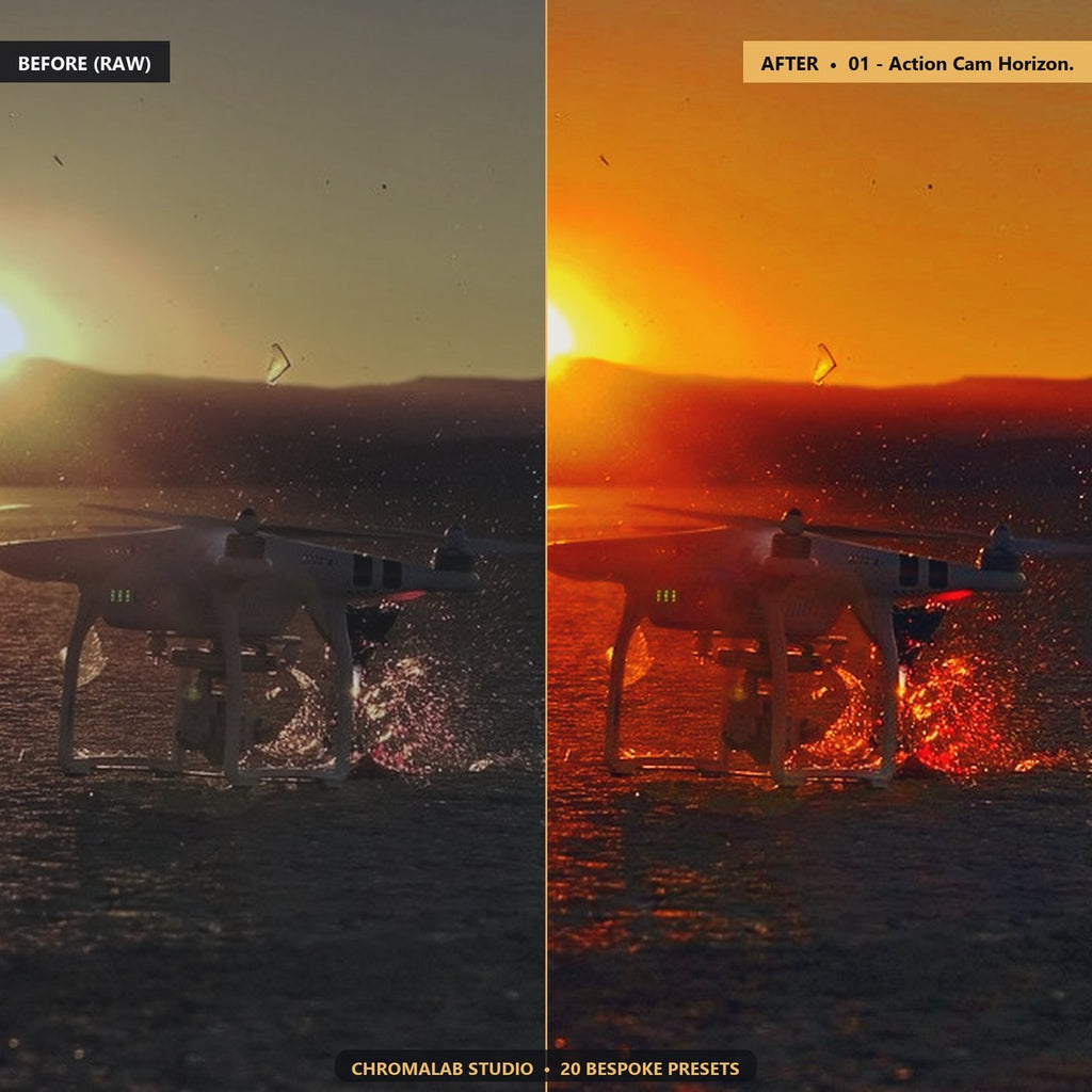 DJI Action Drone Vivid Horizon - Before & After Split