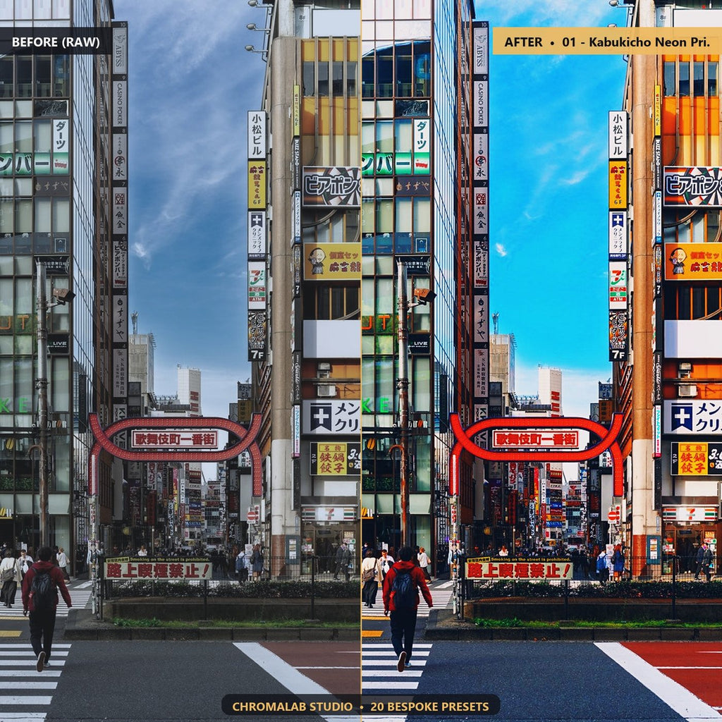 Cyberpunk Tokyo Night Neon - Before & After Split