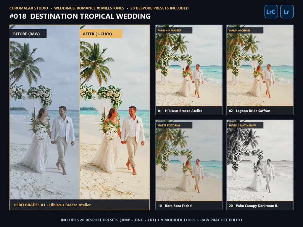 Destination Tropical Wedding - 20-Preset Lookbook & Before/After