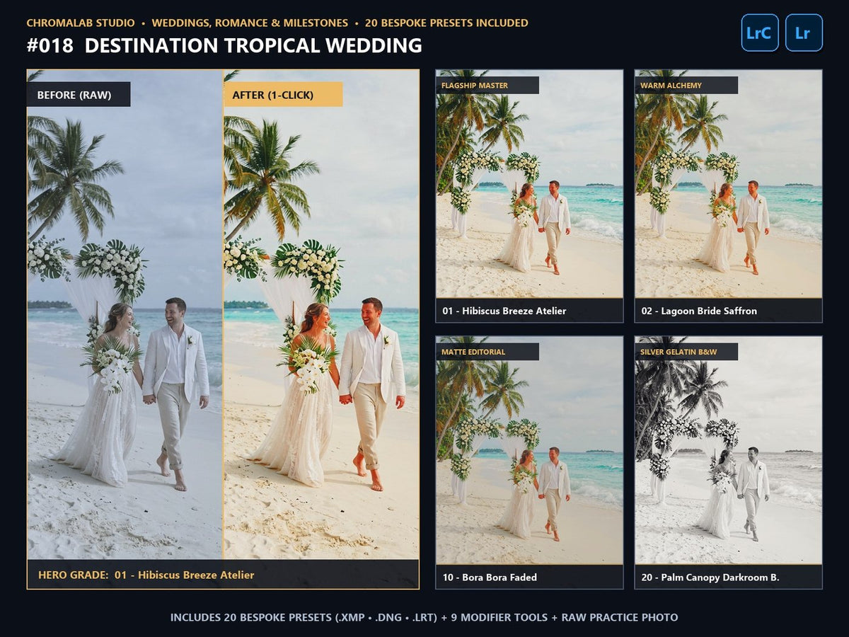 Destination Tropical Wedding - 20-Preset Lookbook & Before/After
