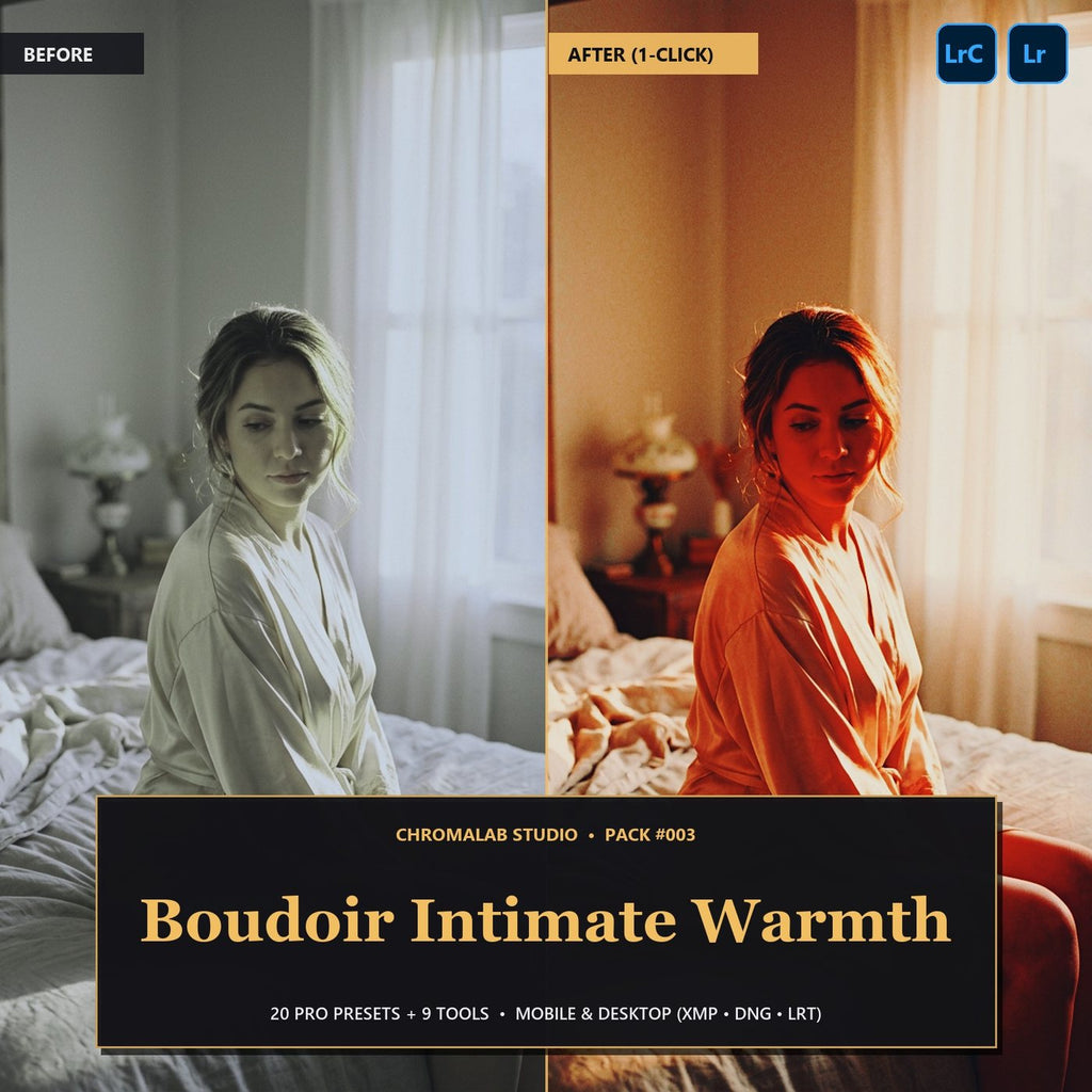 Boudoir Intimate Warmth — 20 Lightroom Presets (Mobile & Desktop) - Cover
