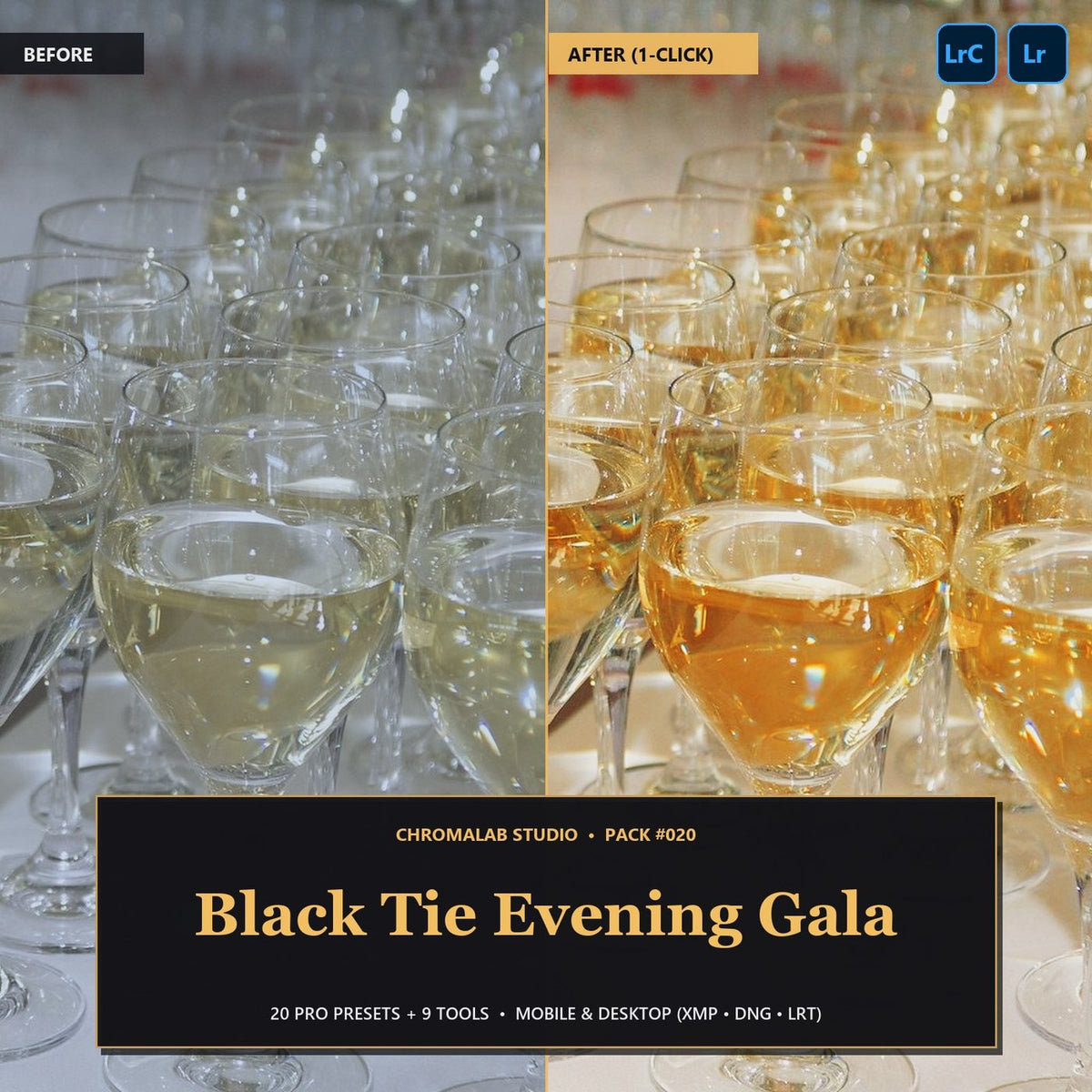 Black Tie Evening Gala — 20 Lightroom Presets (Mobile & Desktop) - Cover
