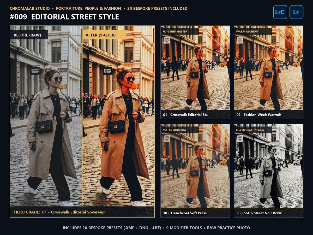 Editorial Street Style - 20-Preset Lookbook & Before/After