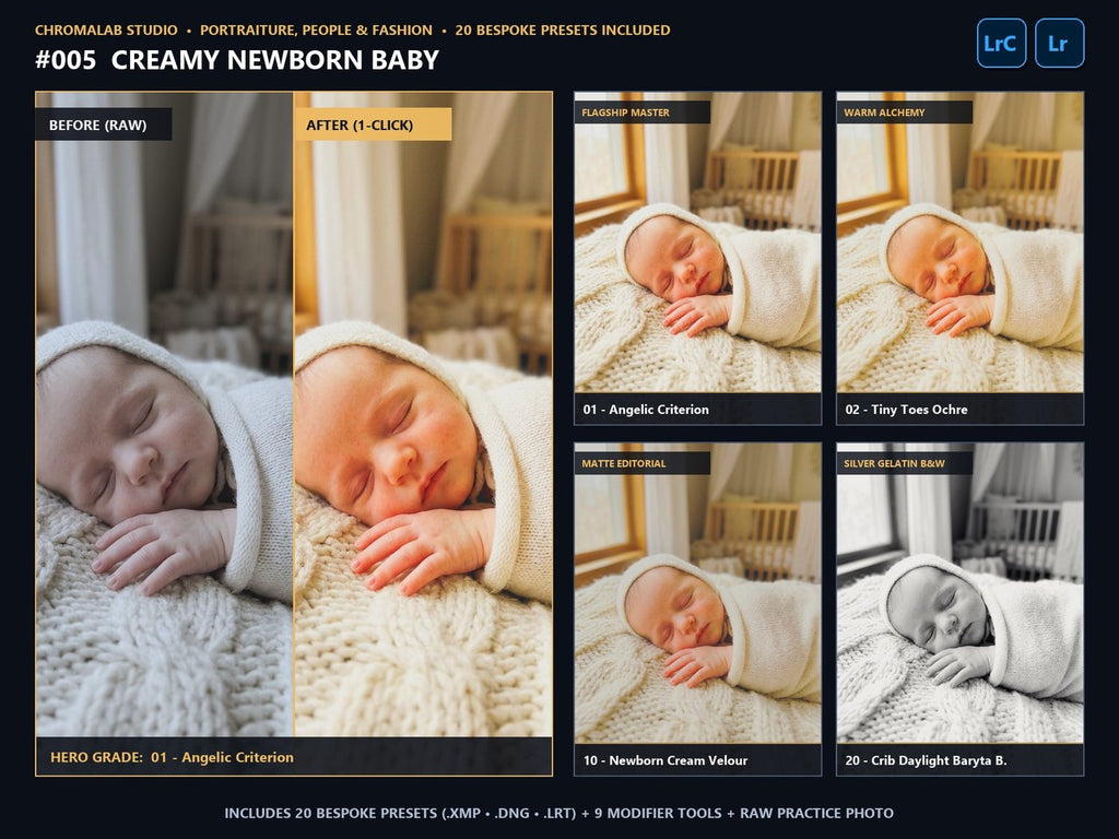 Creamy Newborn Baby - 20-Preset Lookbook & Before/After