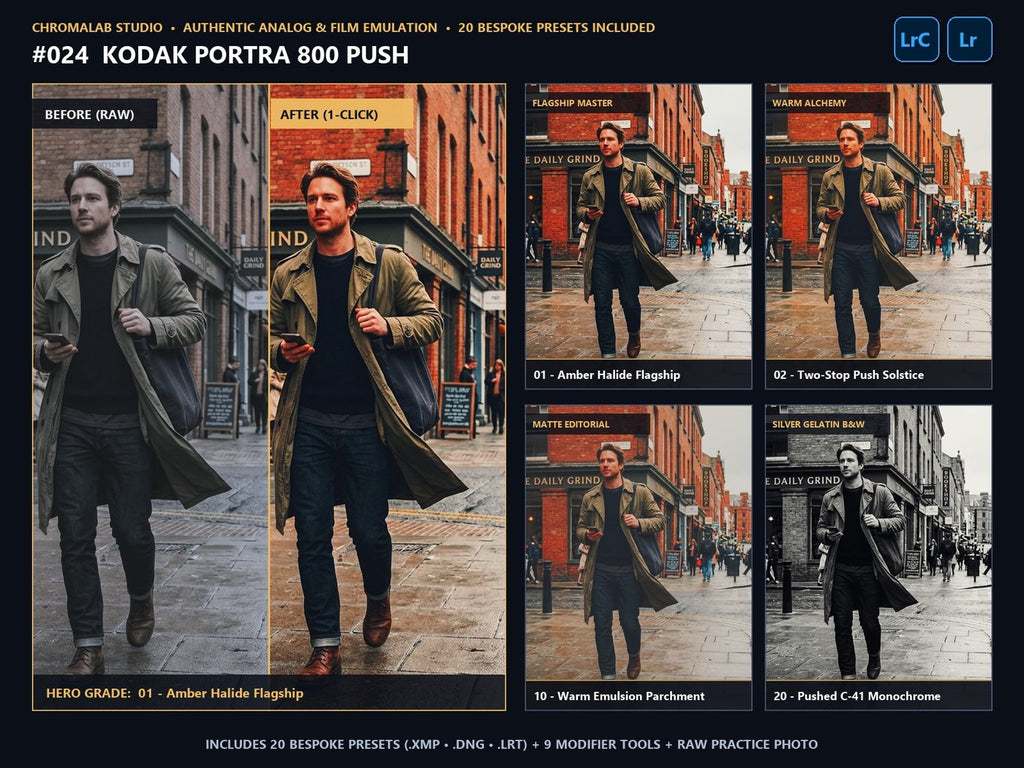 Kodak Portra 800 Push - 20-Preset Lookbook & Before/After