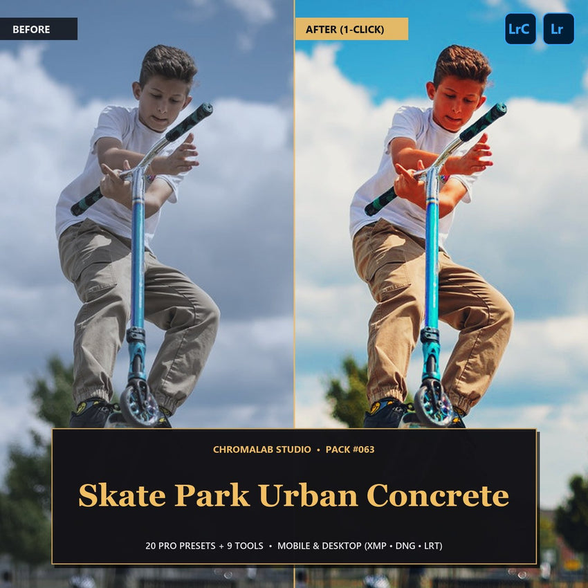 Skate Park Urban Concrete — 20 Lightroom Presets (Mobile & Desktop)