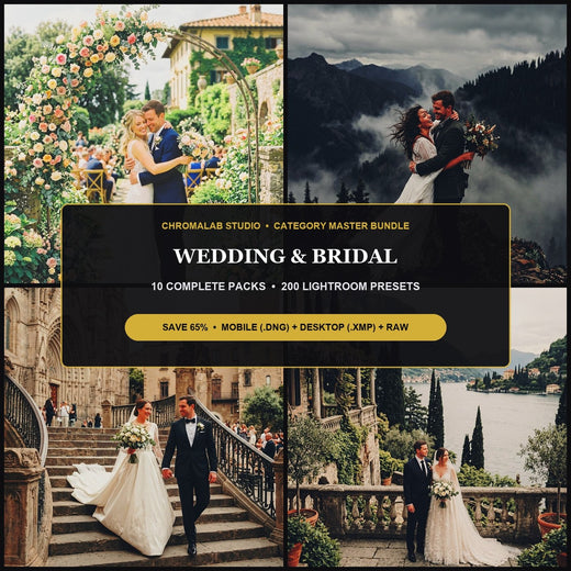Wedding, Bridal & Romance Master Bundle — 10 Packs (200 Lightroom Presets)