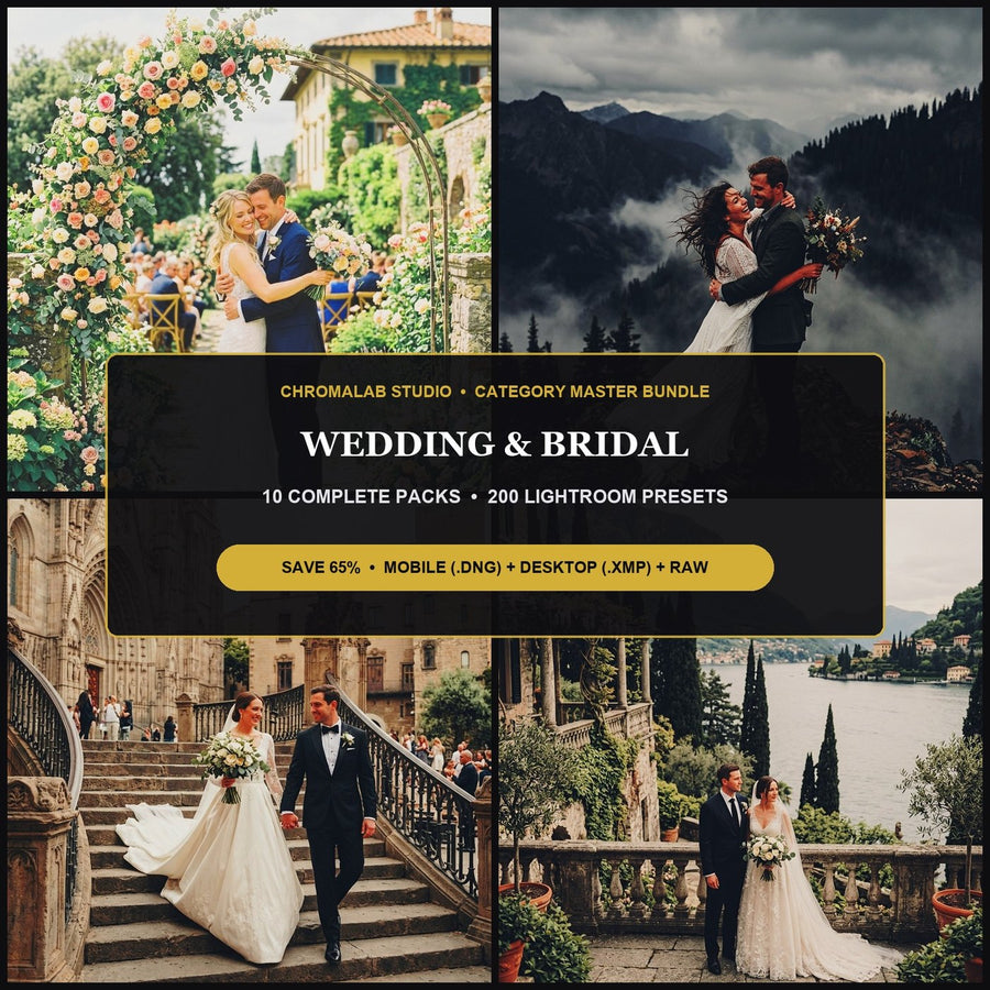 Wedding, Bridal & Romance Master Bundle — 10 Packs (200 Lightroom Presets)
