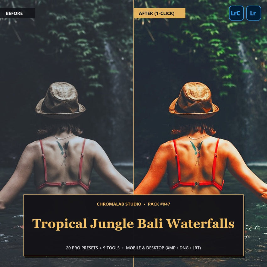 Tropical Jungle Bali Waterfalls — 20 Lightroom Presets (Mobile & Desktop)