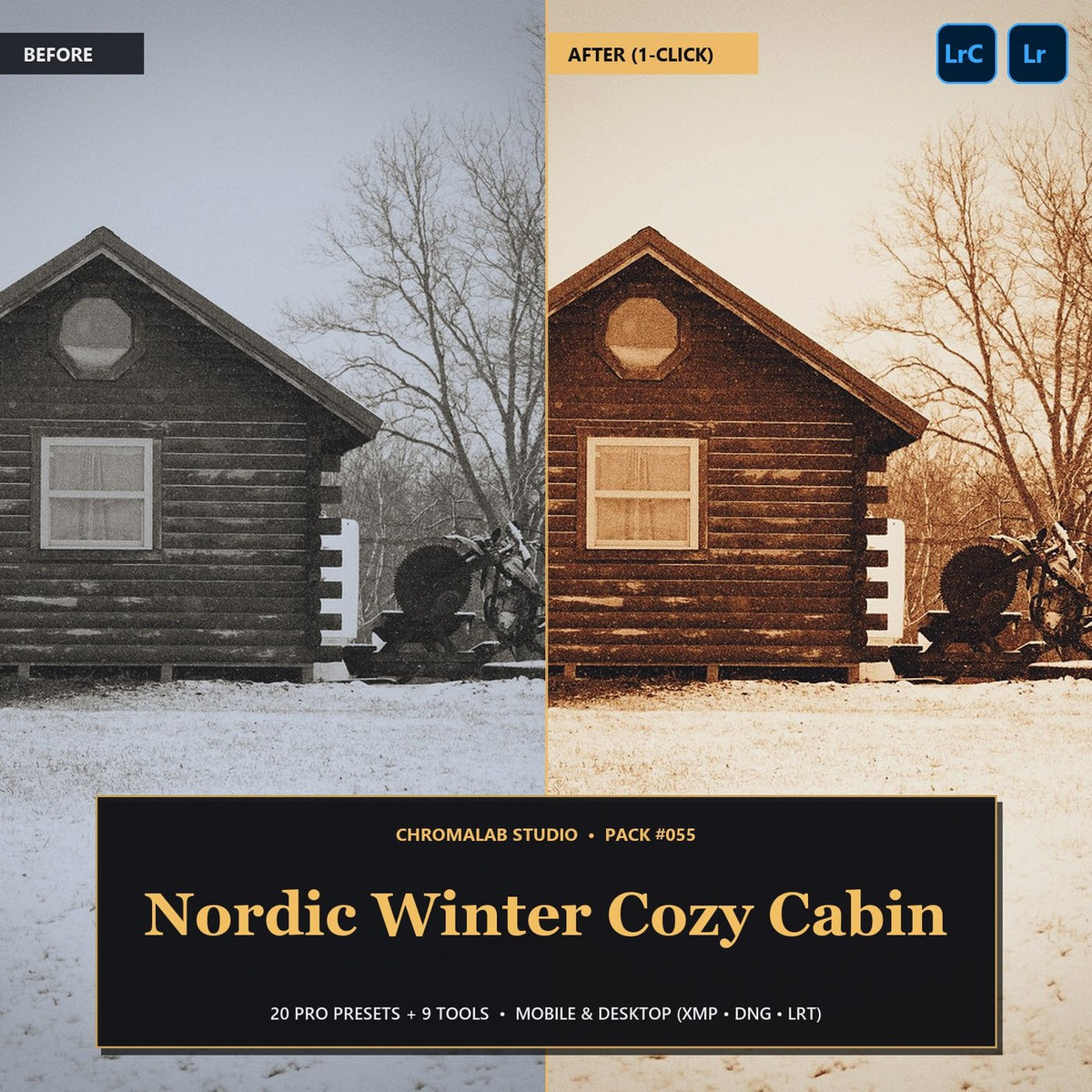 Nordic Winter Cozy Cabin — 20 Lightroom Presets (Mobile & Desktop) - Cover