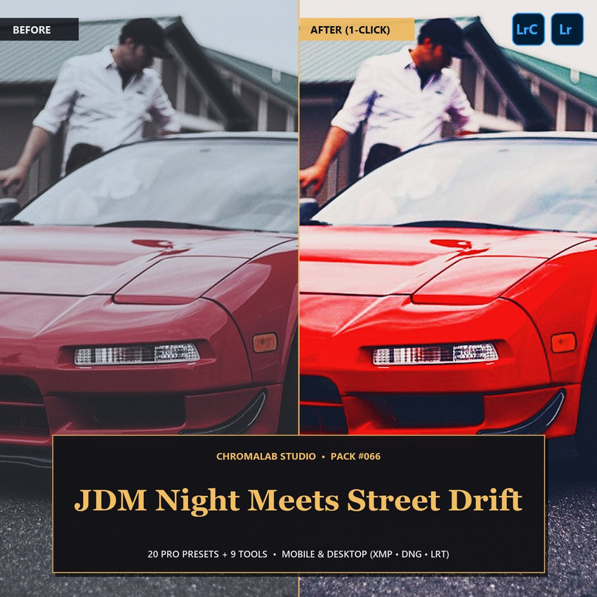 JDM Night Meets Street Drift — 20 Lightroom Presets (Mobile & Desktop)