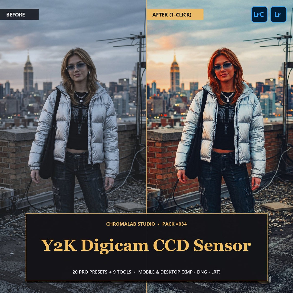 Y2K Digicam CCD Sensor — 20 Lightroom Presets (Mobile & Desktop) - Cover