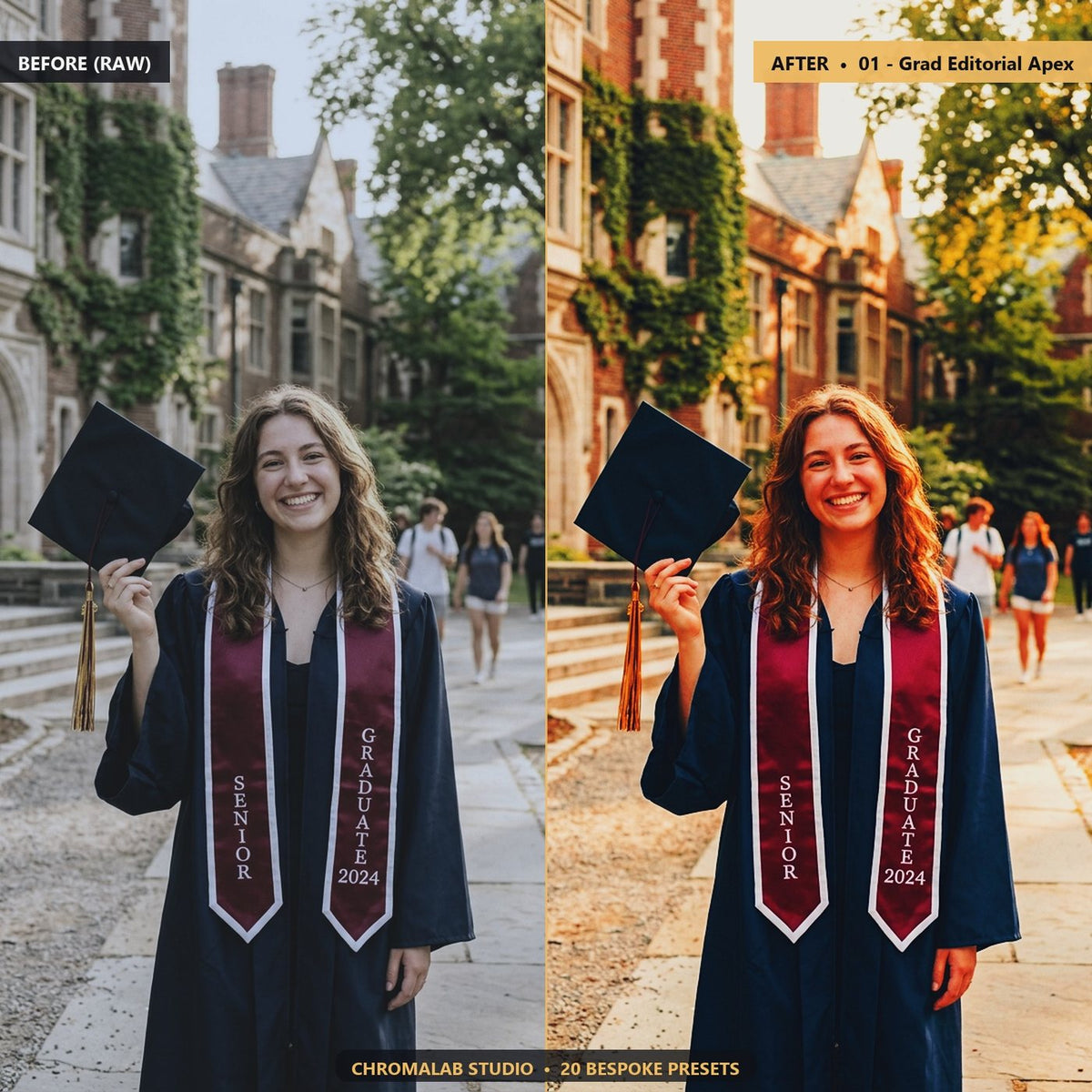 Senior Graduation Portraits - Before & After Split