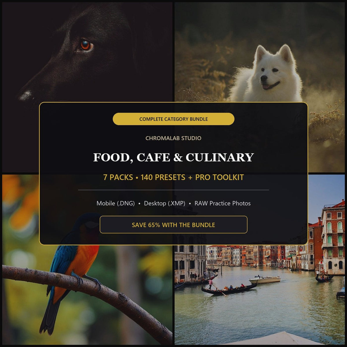 Food, Cafe & Culinary Master Bundle — 7 Packs (140 Lightroom Presets)