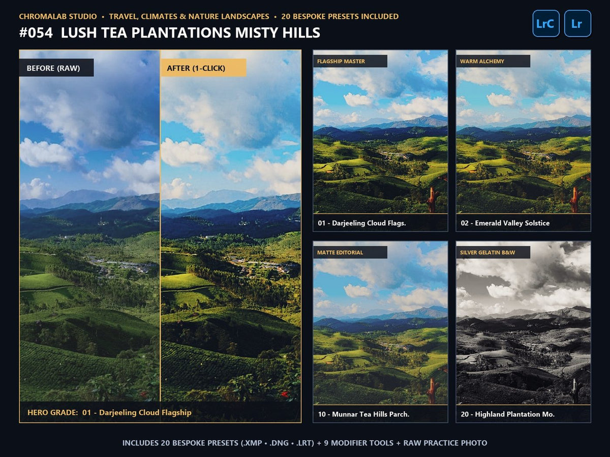 Lush Tea Plantations Misty Hills - 20-Preset Lookbook & Before/After