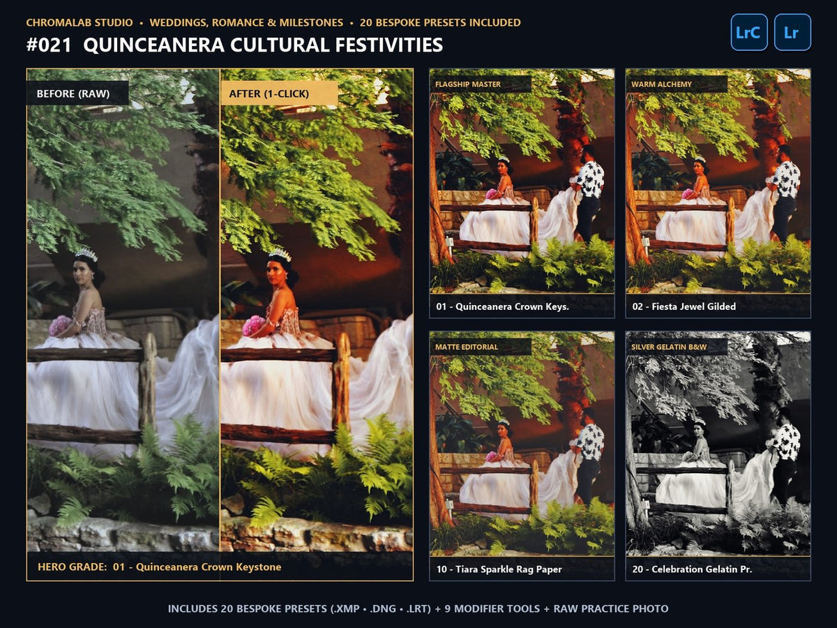 Quinceanera Cultural Festivities - 20-Preset Lookbook & Before/After