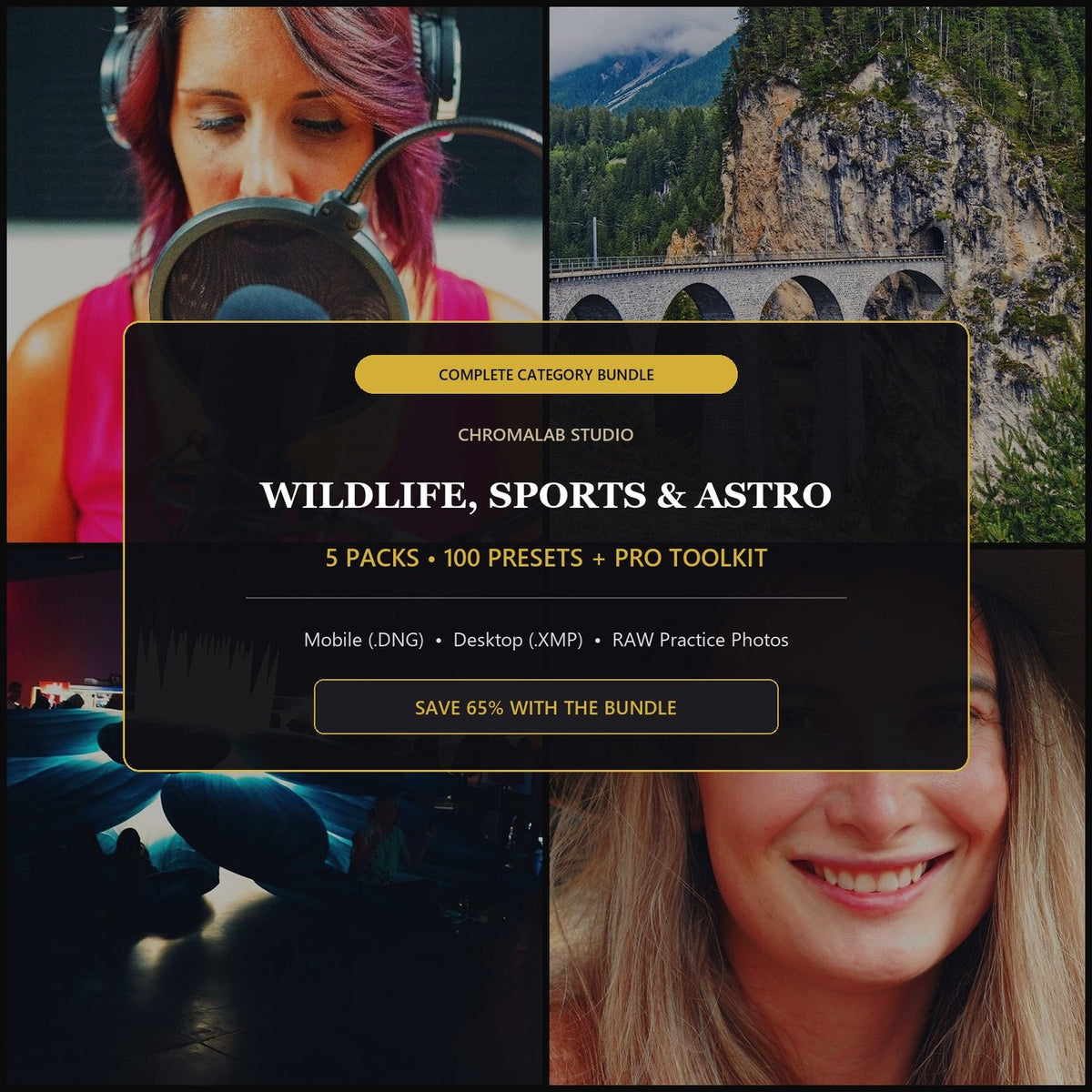 Wildlife, Sports & Astro Master Bundle — 5 Packs (100 Lightroom Presets)