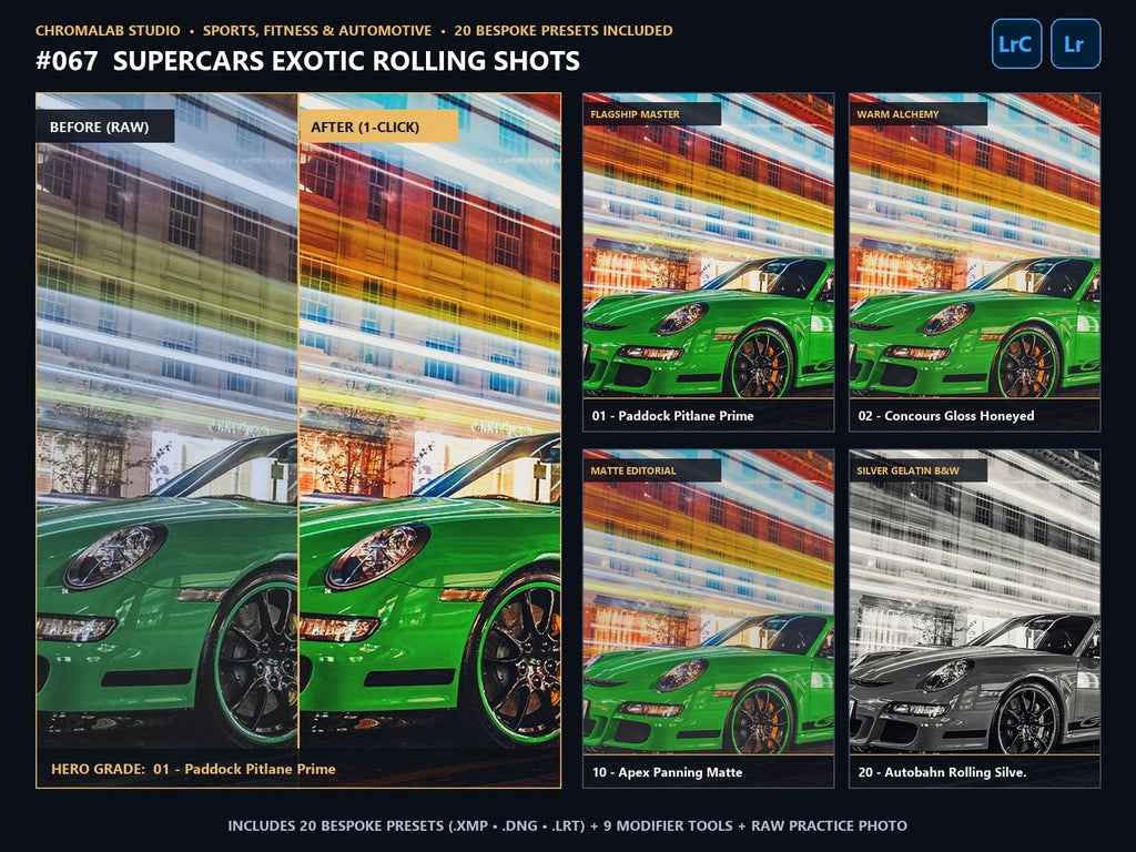 Supercars Exotic Rolling Shots - 20-Preset Lookbook & Before/After