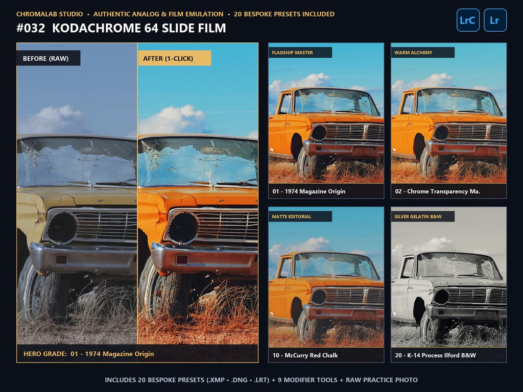 Kodachrome 64 Slide Film - 20-Preset Lookbook & Before/After