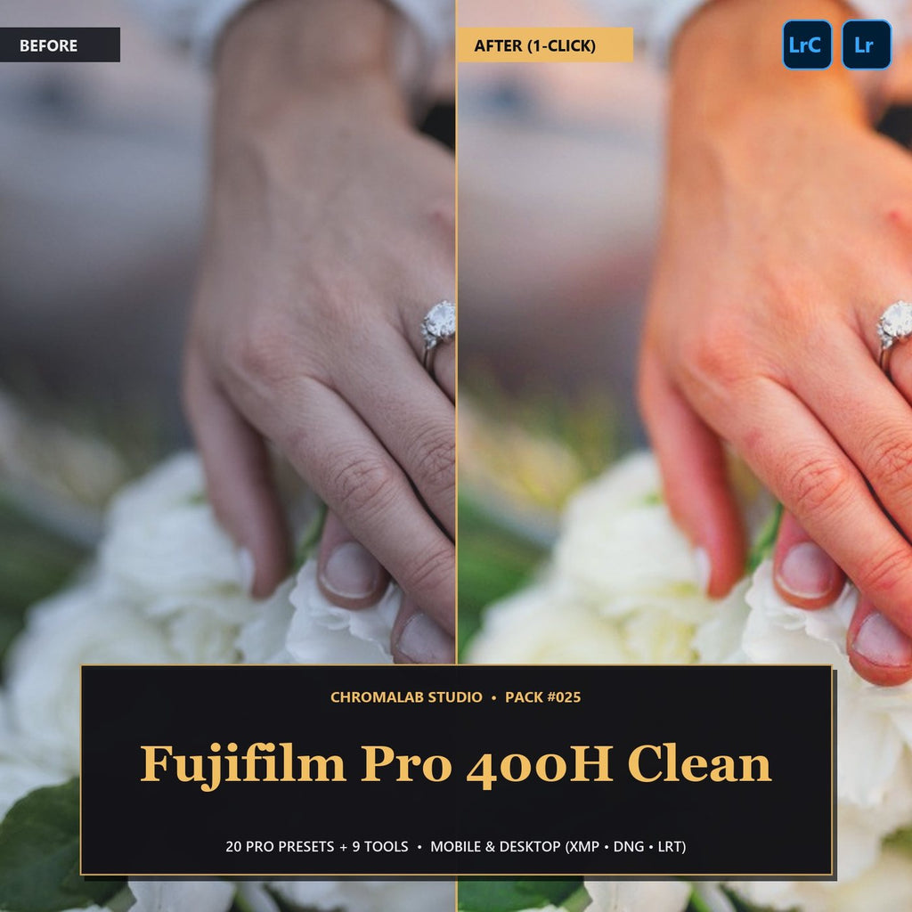 Fujifilm Pro 400H Clean — 20 Lightroom Presets (Mobile & Desktop) - Cover
