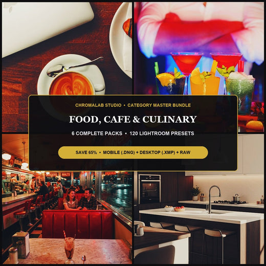 Food, Cafe, Bar & Culinary Master Bundle — 6 Packs (120 Lightroom Presets)