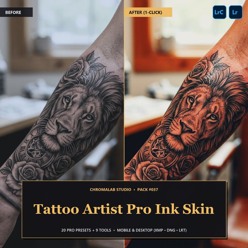 Tattoo Artist Pro Ink Skin — 20 Lightroom Presets (Mobile & Desktop)