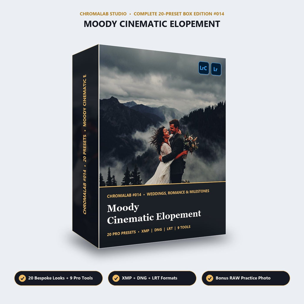 Moody Cinematic Elopement - 3D Software Box