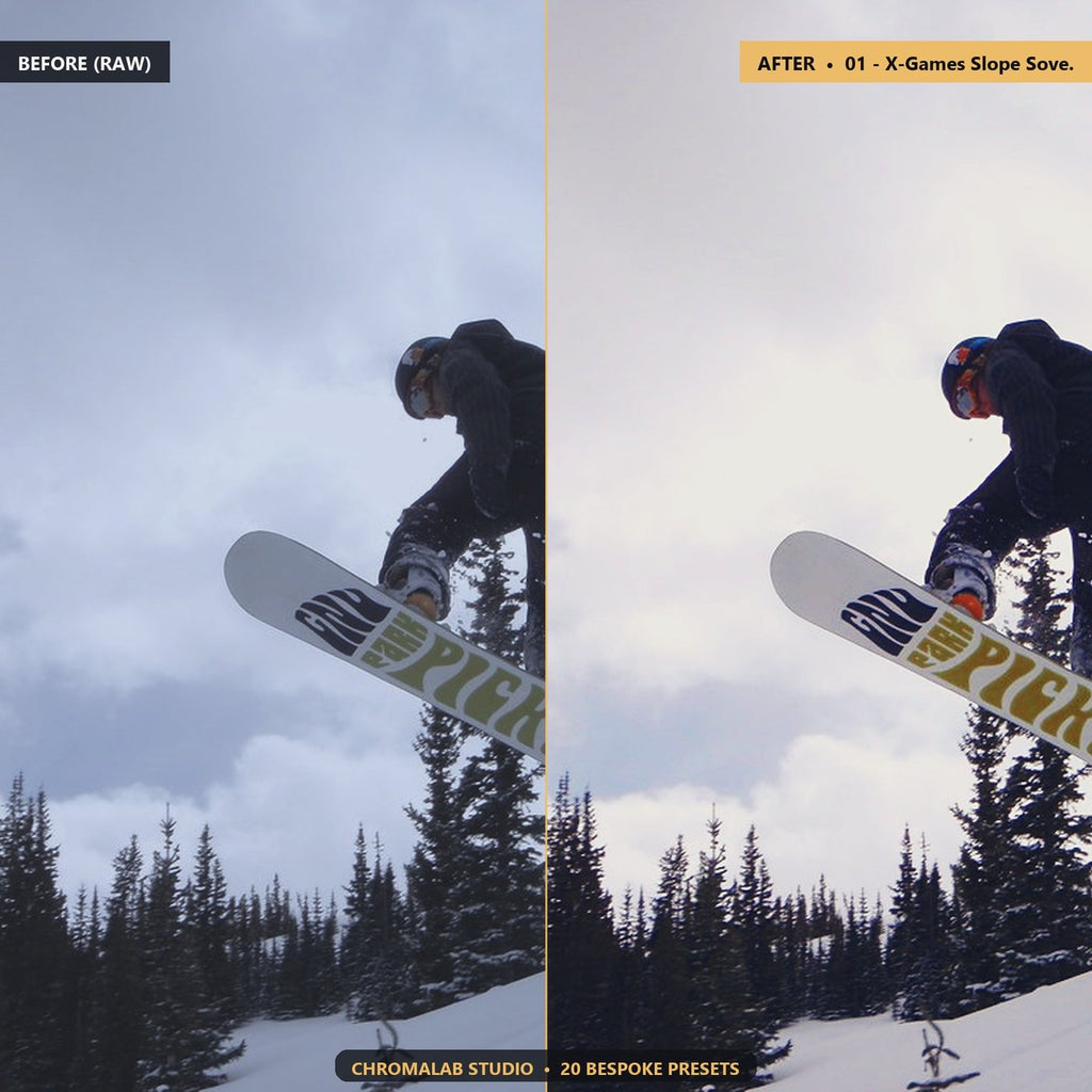 Extreme Snowboard Ski Action - Before & After Split