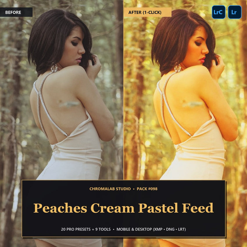 Peaches Cream Pastel Feed — 20 Lightroom Presets (Mobile & Desktop)
