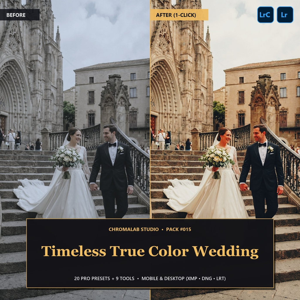 Timeless True Color Wedding — 20 Lightroom Presets (Mobile & Desktop) - Cover