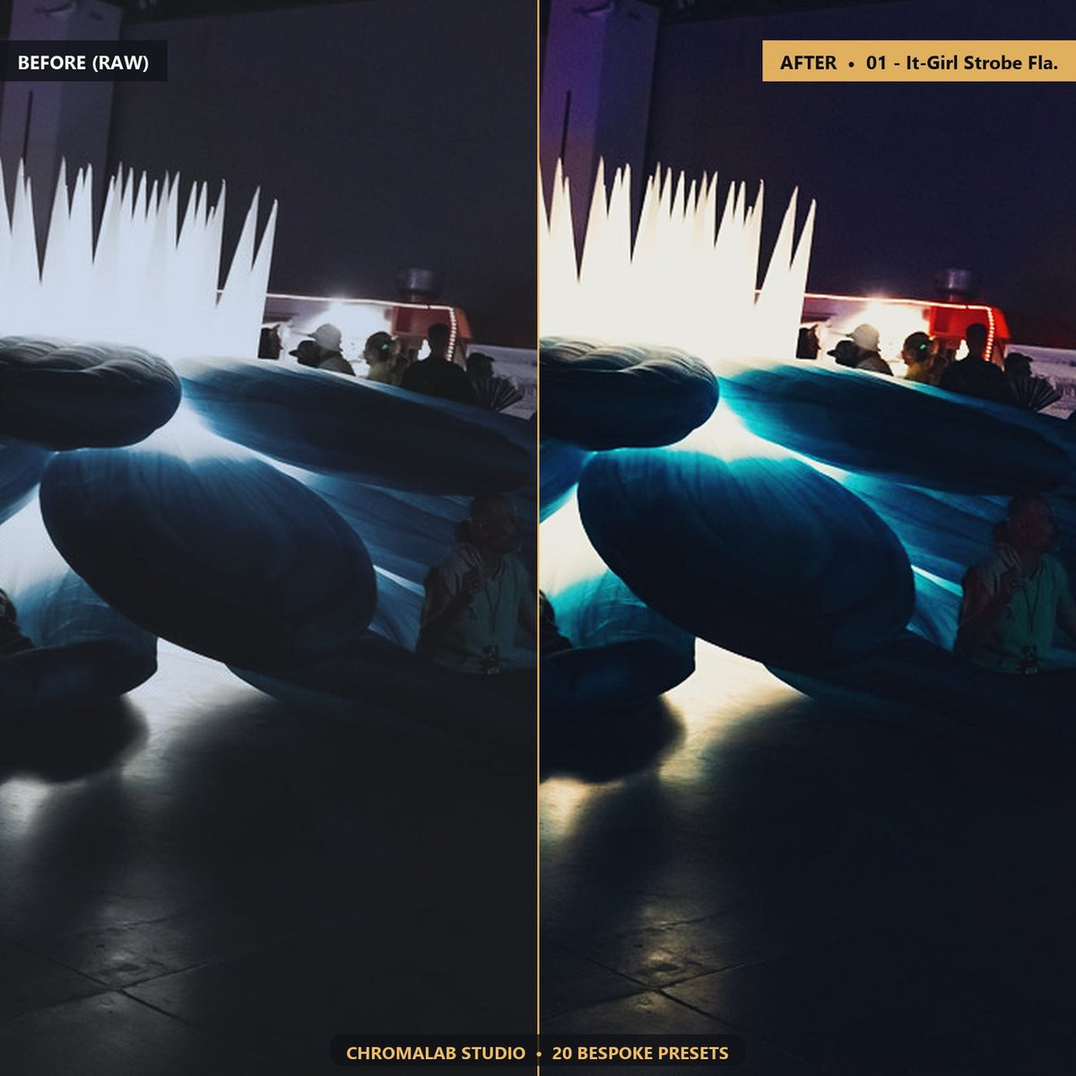 Instagram Reels Flash Party Grade - Before & After Split